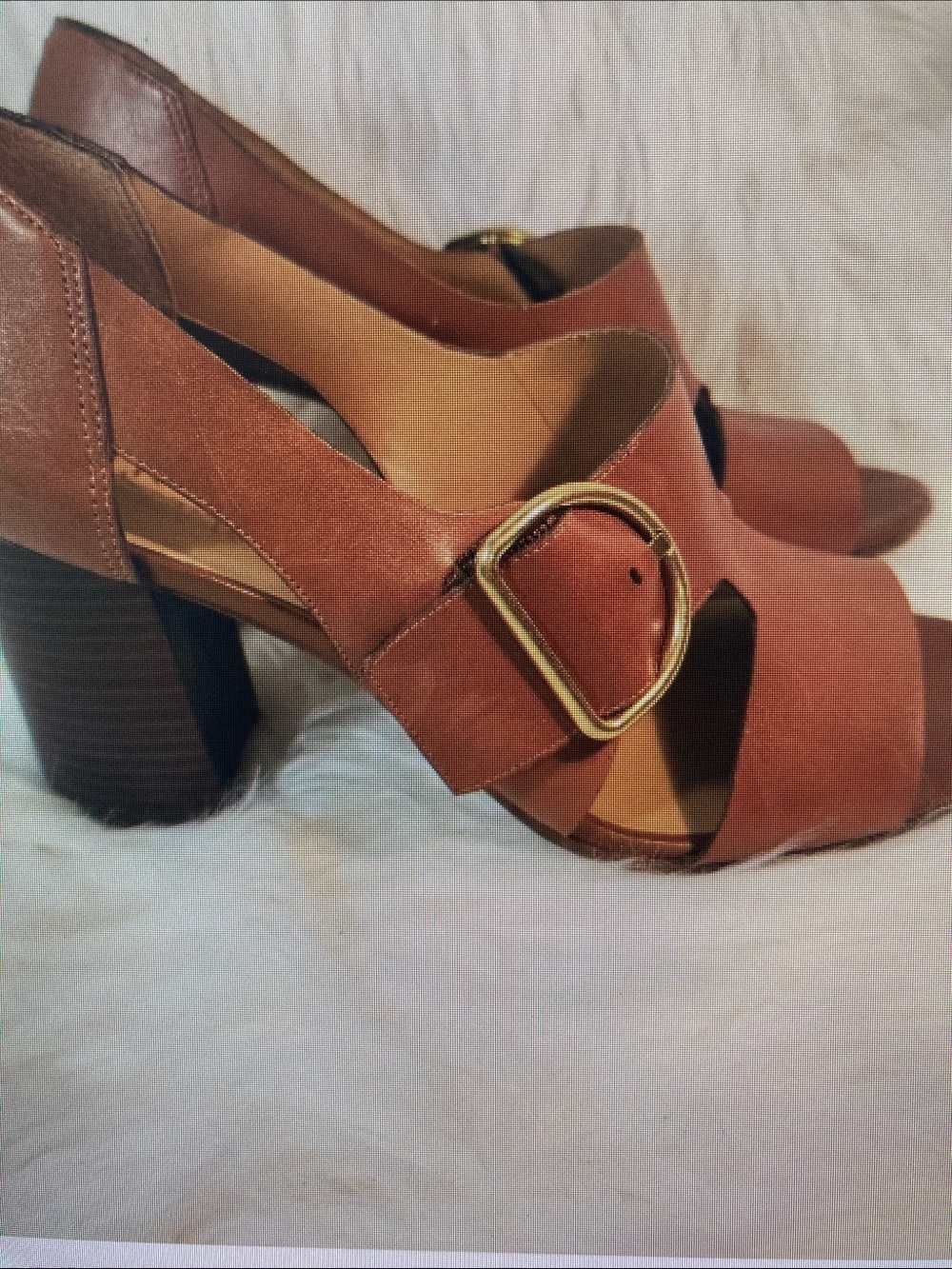 Women's Open-Toe Block Heel Sandals in Brown Suede with Buckle